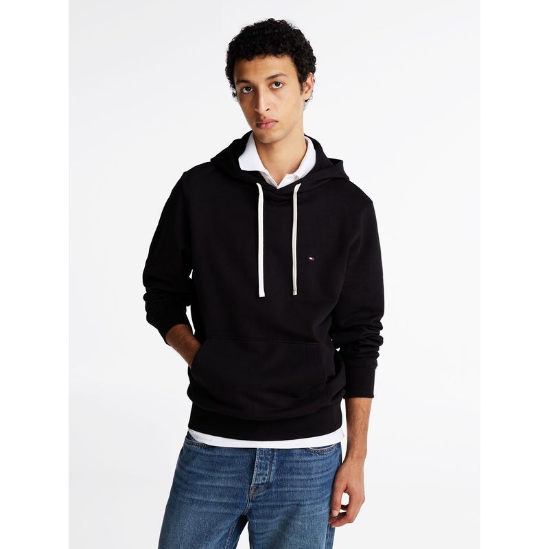 TOMMY HILFIGER - Polerón Hoodie Con Logo Bordado Negro Tommy Hilfiger