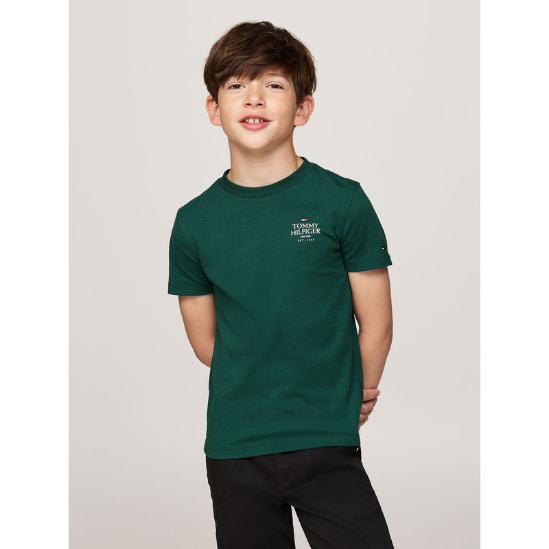 TOMMY HILFIGER - Polera De Niño Con Logo Gráfico Verde Tommy Hilfiger