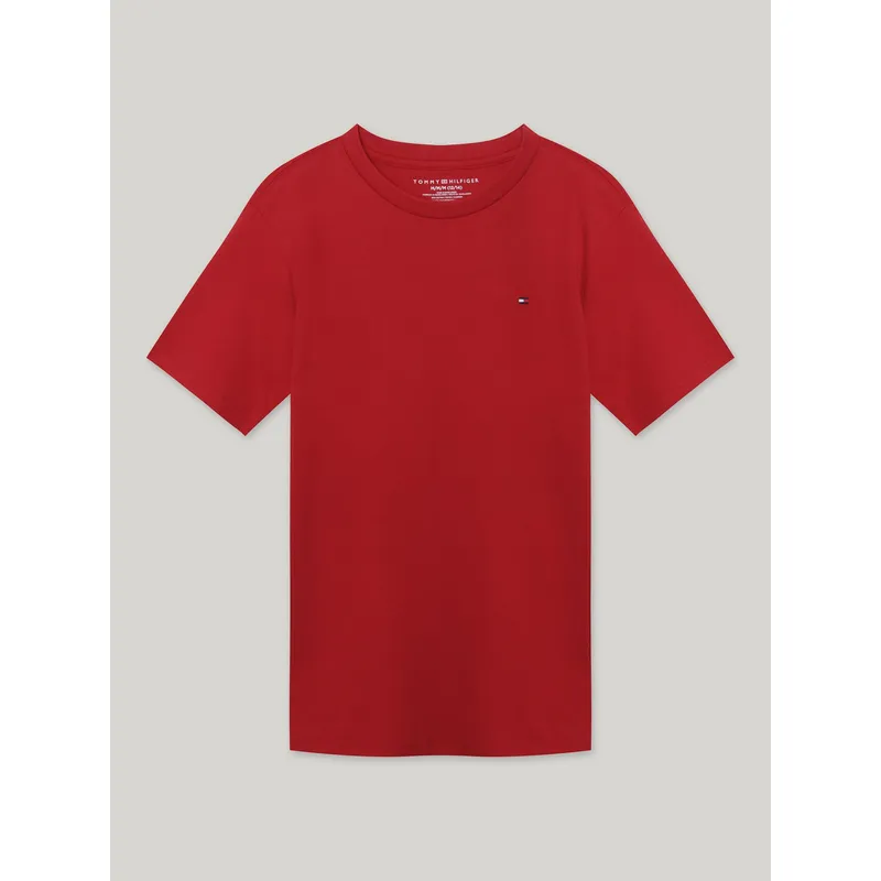 TOMMY HILFIGER - Polera De Niño C-Neck Con Logo Rojo Tommy Hilfiger