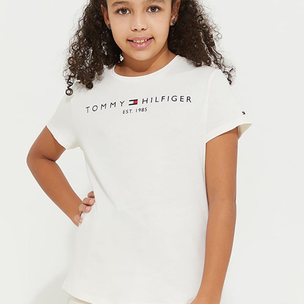 TOMMY HILFIGER - Polera De Niña Essential Organic Cotton Blanco Tommy Hilfiger