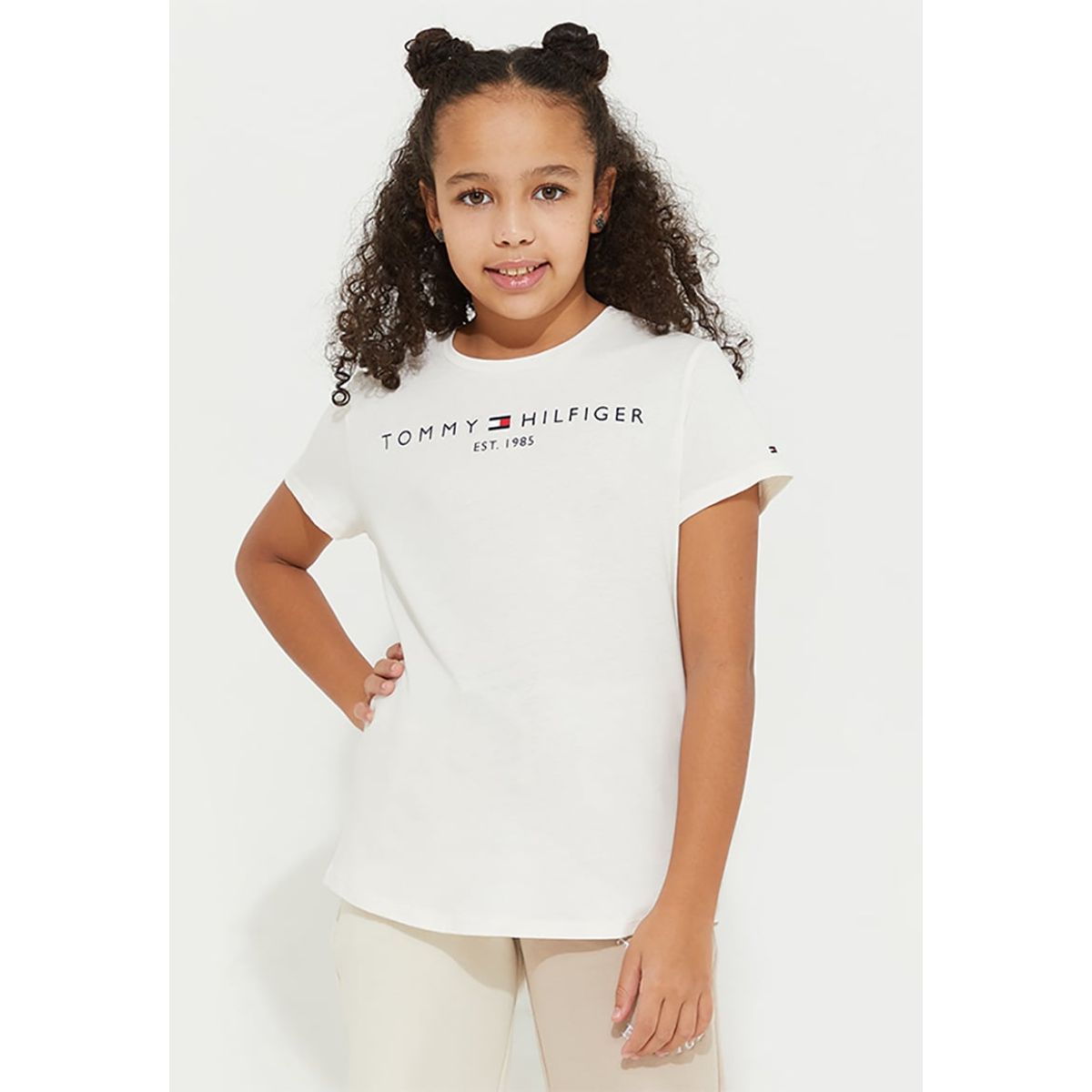 TOMMY HILFIGER - Polera De Niña Essential Organic Cotton Blanco Tommy Hilfiger