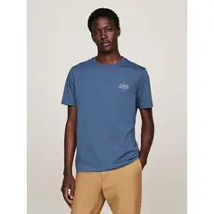 TOMMY HILFIGER - Polera De Cuello Redondo Con Logo Azul