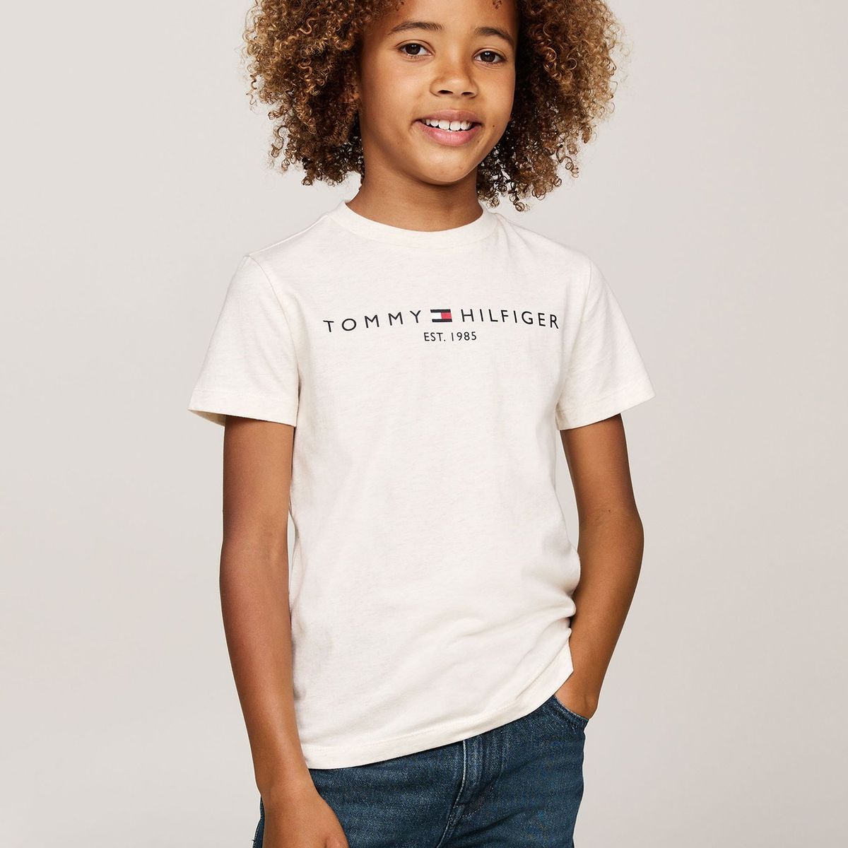 TOMMY HILFIGER - Polera De Niño Essential Con Logo Blanco Tommy Hilfiger