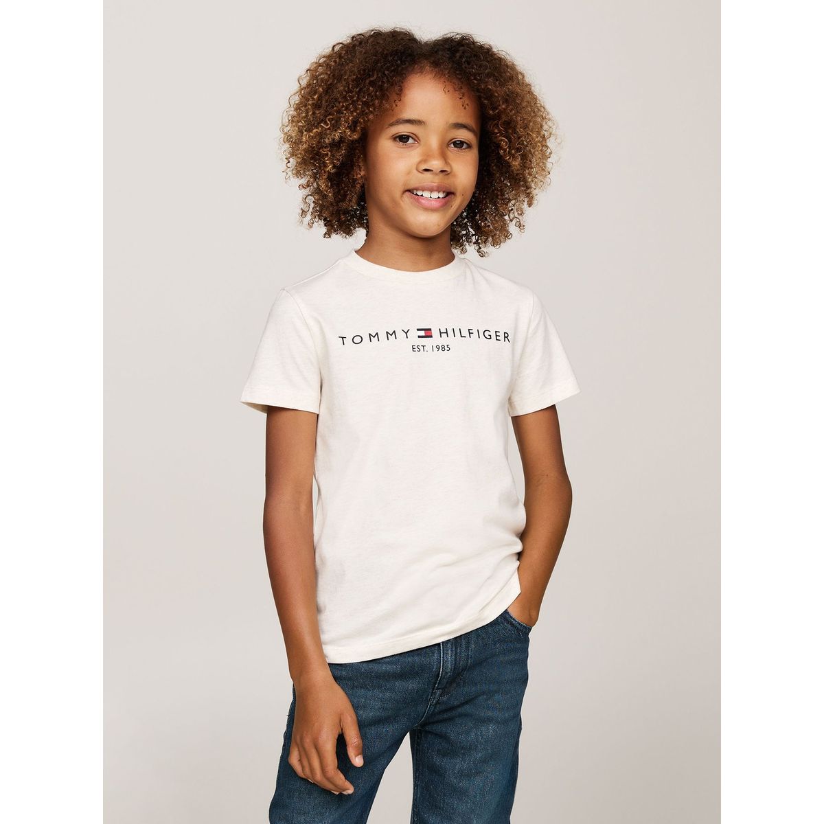 TOMMY HILFIGER - Polera De Niño Essential Con Logo Blanco Tommy Hilfiger