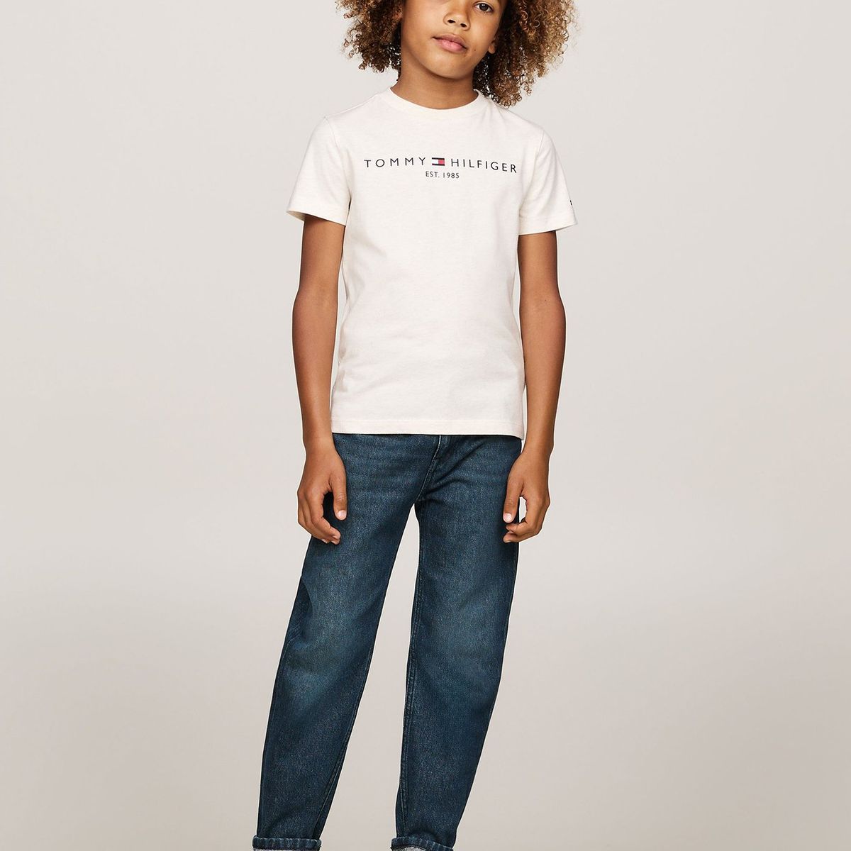 TOMMY HILFIGER - Polera De Niño Essential Con Logo Blanco Tommy Hilfiger