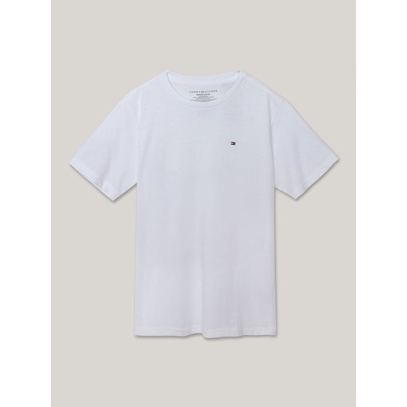 TOMMY HILFIGER - Polera De Niño C-Neck Con Logo Blanco Tommy Hilfiger