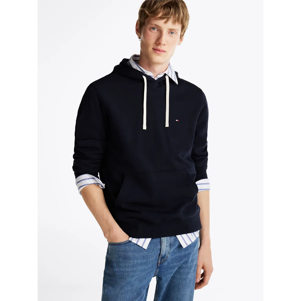 TOMMY HILFIGER - Polerón Hoodie Con Logo Bordado Azul Tommy Hilfiger
