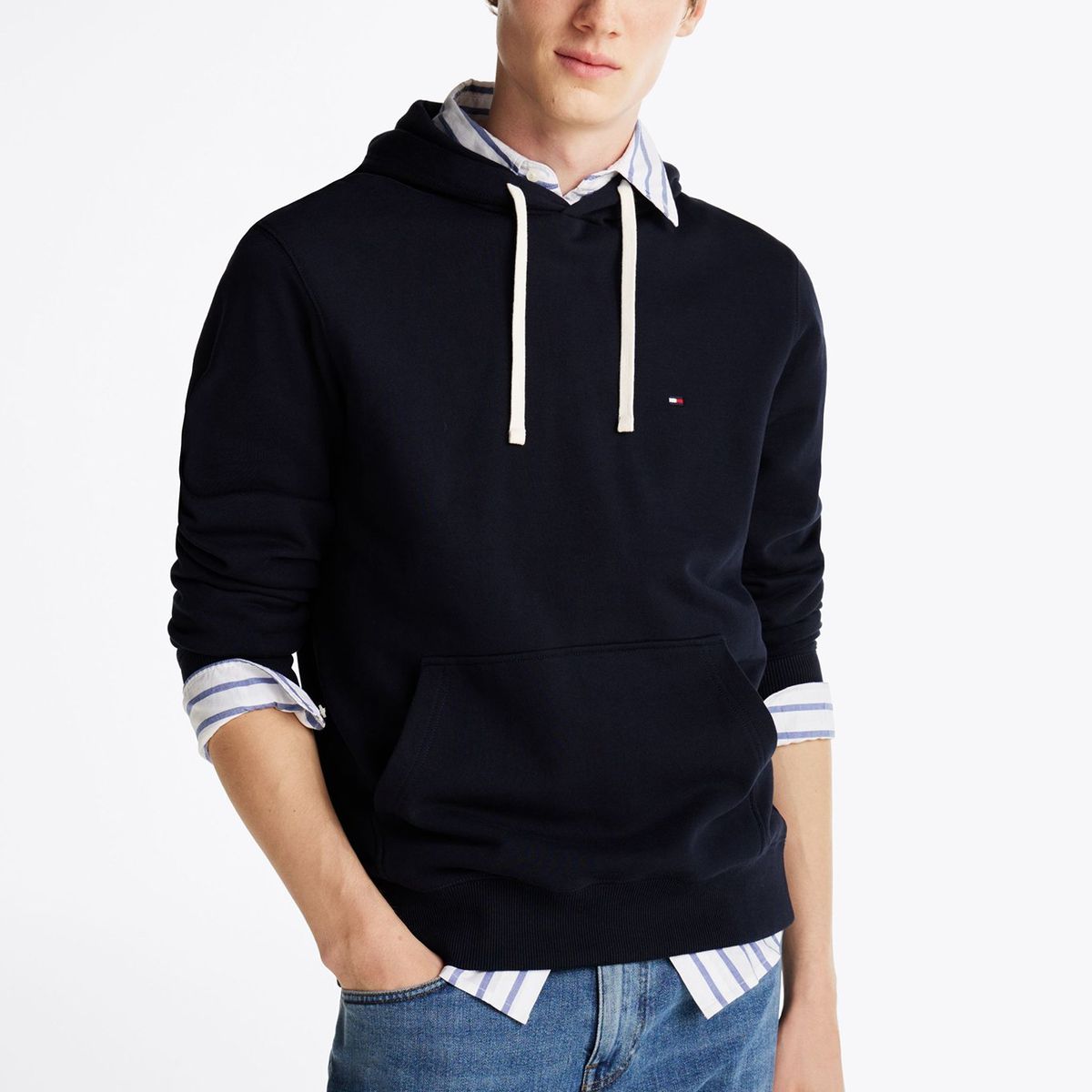 TOMMY HILFIGER - Polerón Hoodie Con Logo Bordado Azul Tommy Hilfiger