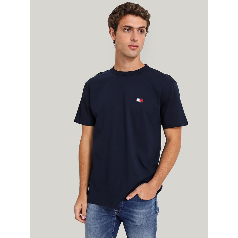 TOMMY HILFIGER - Polera Solid Con Logo Regular Fit Azul Tommy Jeans