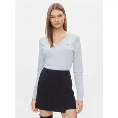 TOMMY HILFIGER - Sweater Solid Con Cuello En V Celeste