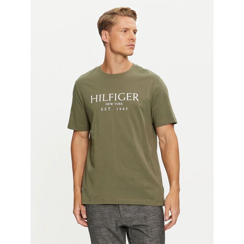 TOMMY HILFIGER - Polera Con Logo Monotype Verde Tommy Hilfiger