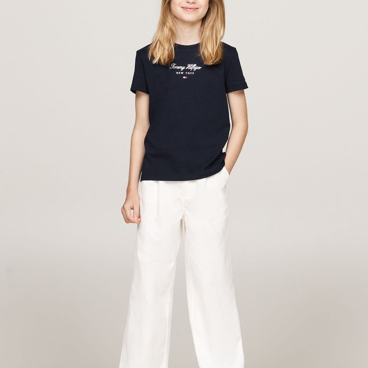 TOMMY HILFIGER - Polera De Niña Con Logo Nyc Azul Tommy Hilfiger