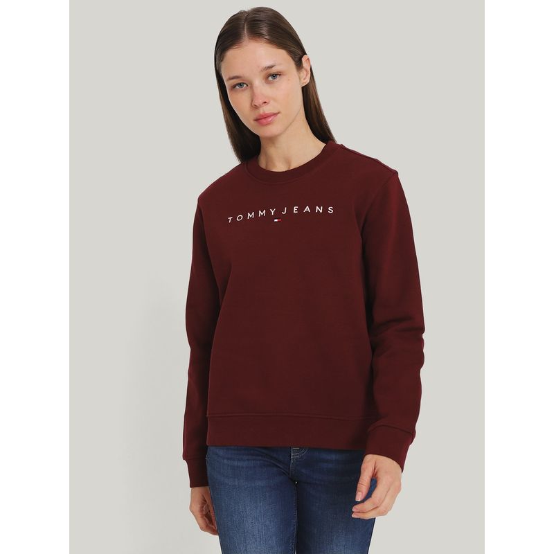 TOMMY HILFIGER - Polerón Essential Linear Logo Burdeo Tommy Jeans.