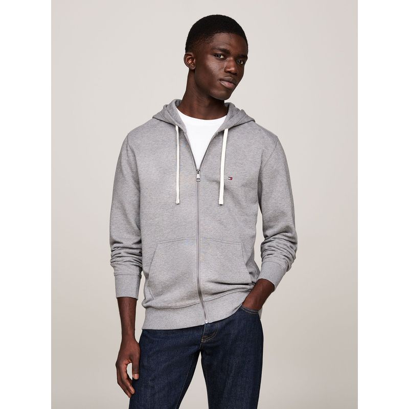 TOMMY HILFIGER - Polerón Hoodie Solic Con Cremallera Gris Tommy Hilfiger