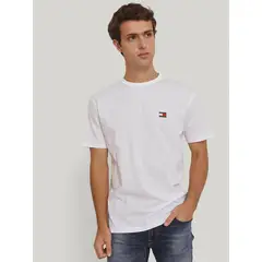 TOMMY HILFIGER - Polera Solid Con Logo Regular Fit Blanco Tommy Jeans