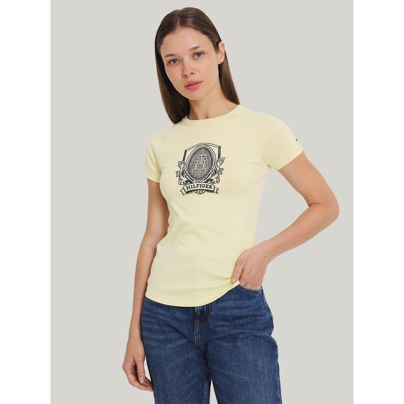 TOMMY HILFIGER - Polera Con Logo De Corte Slim Amarillo Tommy Hilfiger