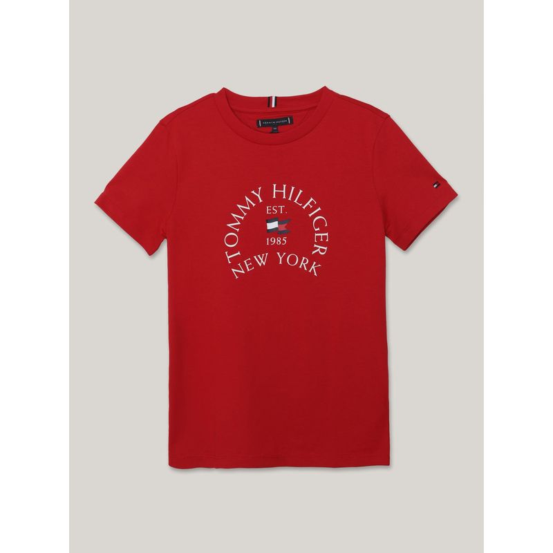 TOMMY HILFIGER - Polera De Niño Con Logo Náutico Rojo Tommy Hilfiger