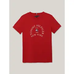TOMMY HILFIGER - Polera De Niño Con Logo Náutico Rojo