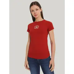 TOMMY HILFIGER - Polera Varsity Slim Fit Rojo