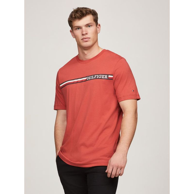 TOMMY HILFIGER - Polera con logo monotipo Rojo Tommy Hilfiger_.