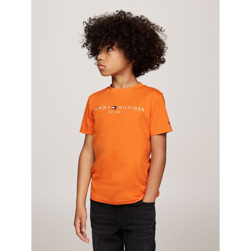 TOMMY HILFIGER - Polera De Niño Essential Con Logo Naranjo Tommy Hilfiger