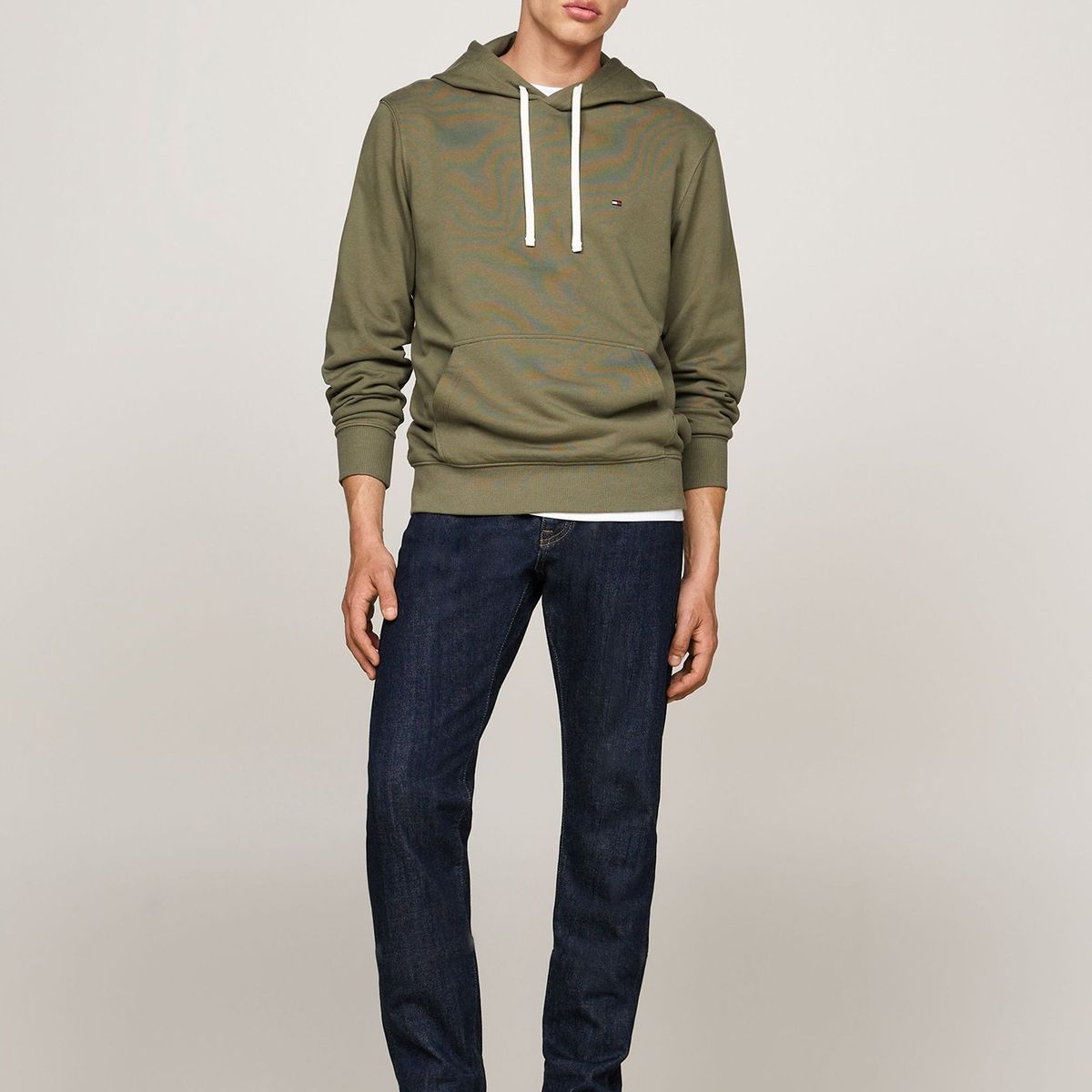 TOMMY HILFIGER - Polerón Hoodie Con Logo Bordado Verde Tommy Hilfiger