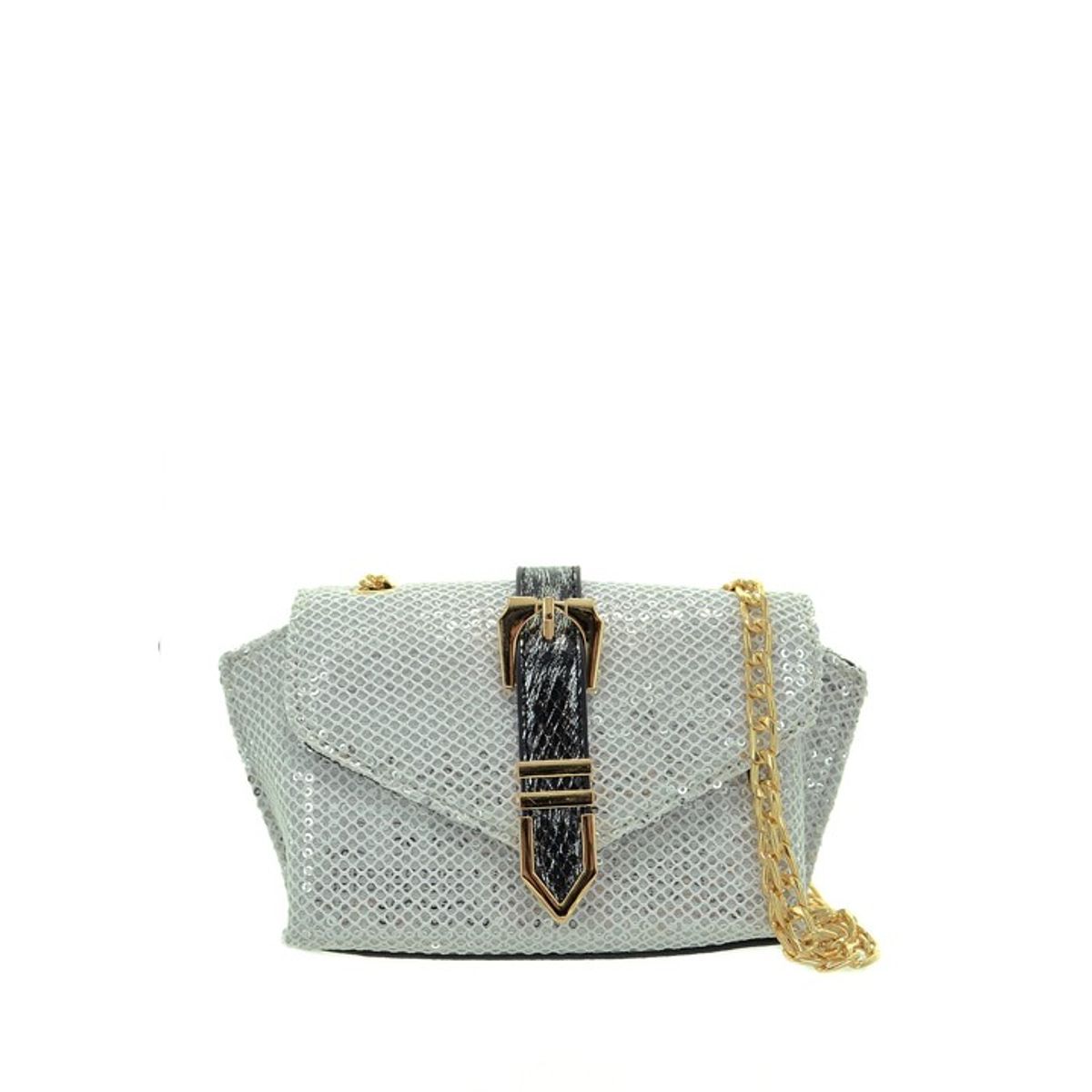 VANE COLLECTION - Cartera mujer fiesta brillante casual blanca y negra