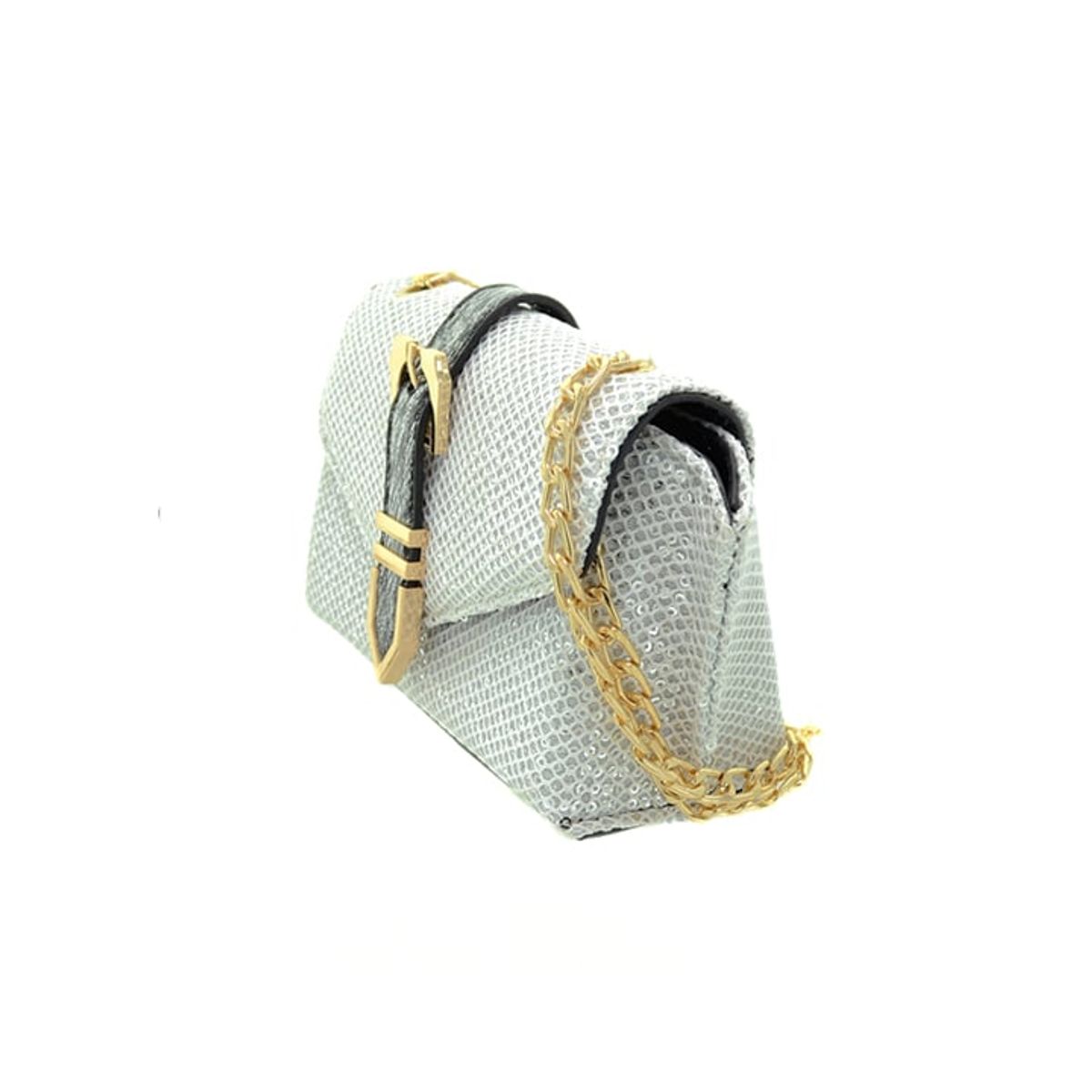 VANE COLLECTION - Cartera mujer fiesta brillante casual blanca y negra