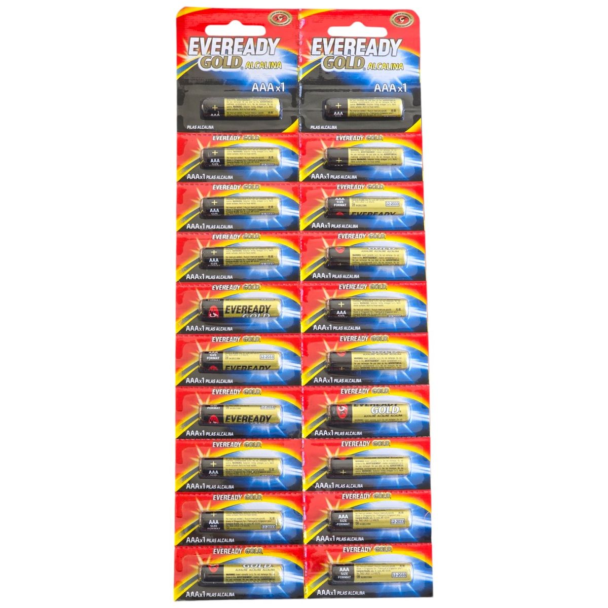 EVEREADY - Pack 20 Pilas Eveready AAA Alcalina Tira Prepicada