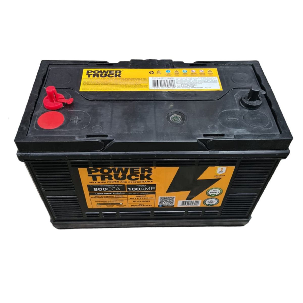 POWER TRUCK - BATERIA 100 AMP 800 CCA BORNE CON PERNO