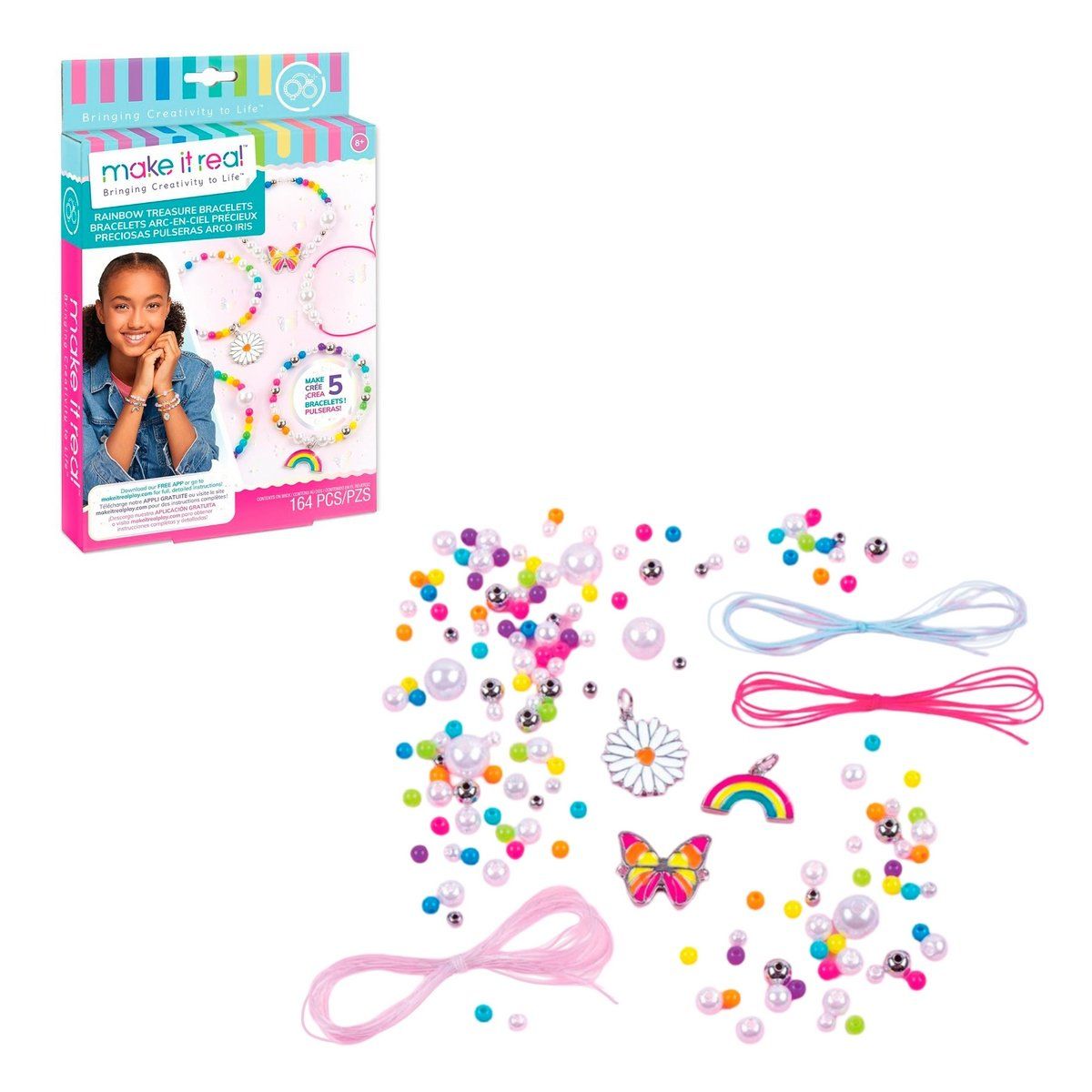 MAKE IT REAL - Set de manualidades MAKE IT REAL pulseras arcoíris 5 piezas