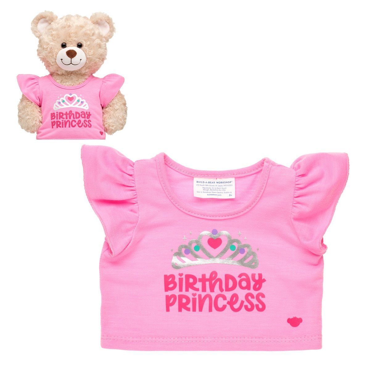 BUILD A BEAR - Polera Build a Bear princesa cumpleaños colección
