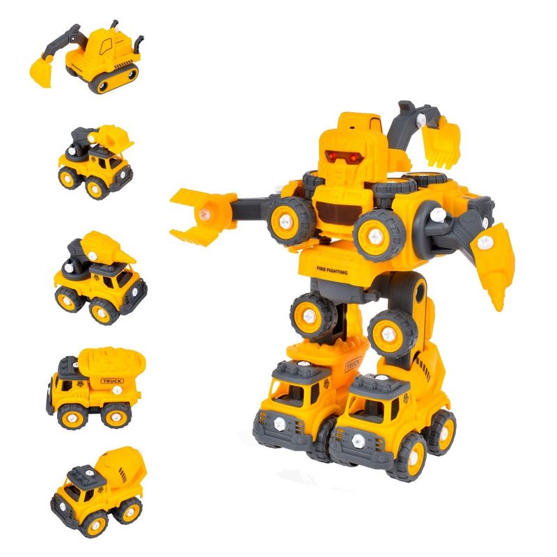 ANSALDO - PLAYSET 5 EN 1 VEHÍCULOS CONSTRUCCIÓN ROBOT LUZ Y SONIDO