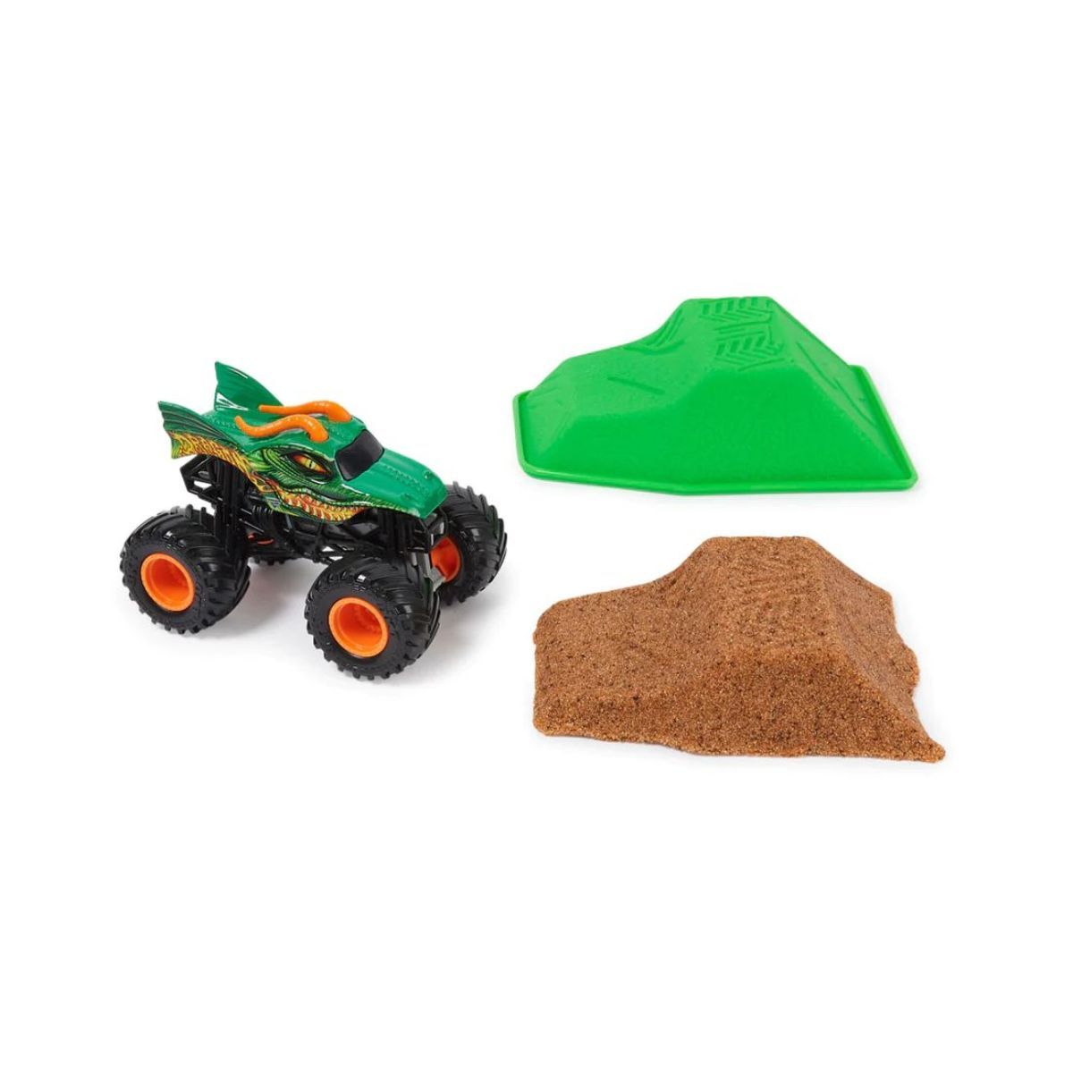 MONSTER JAM - Set vehículo Monster Jam 1:64 con arena Monster Dirt