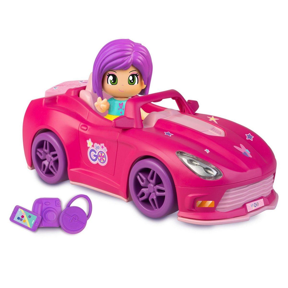 PINYPON - Playset muñecas Pinypon Vehículo - Auto Rosado