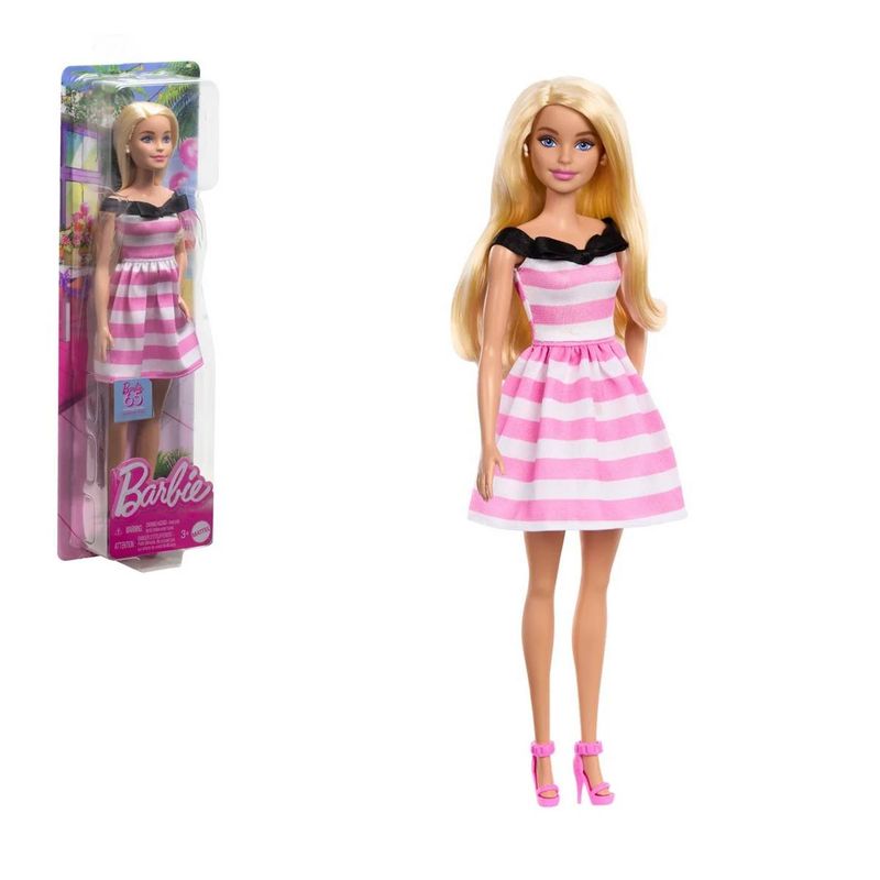 BARBIE - BARBIE MUÑECA ANIVERSARIO CON VESTIDO BLANCO Y ROSA