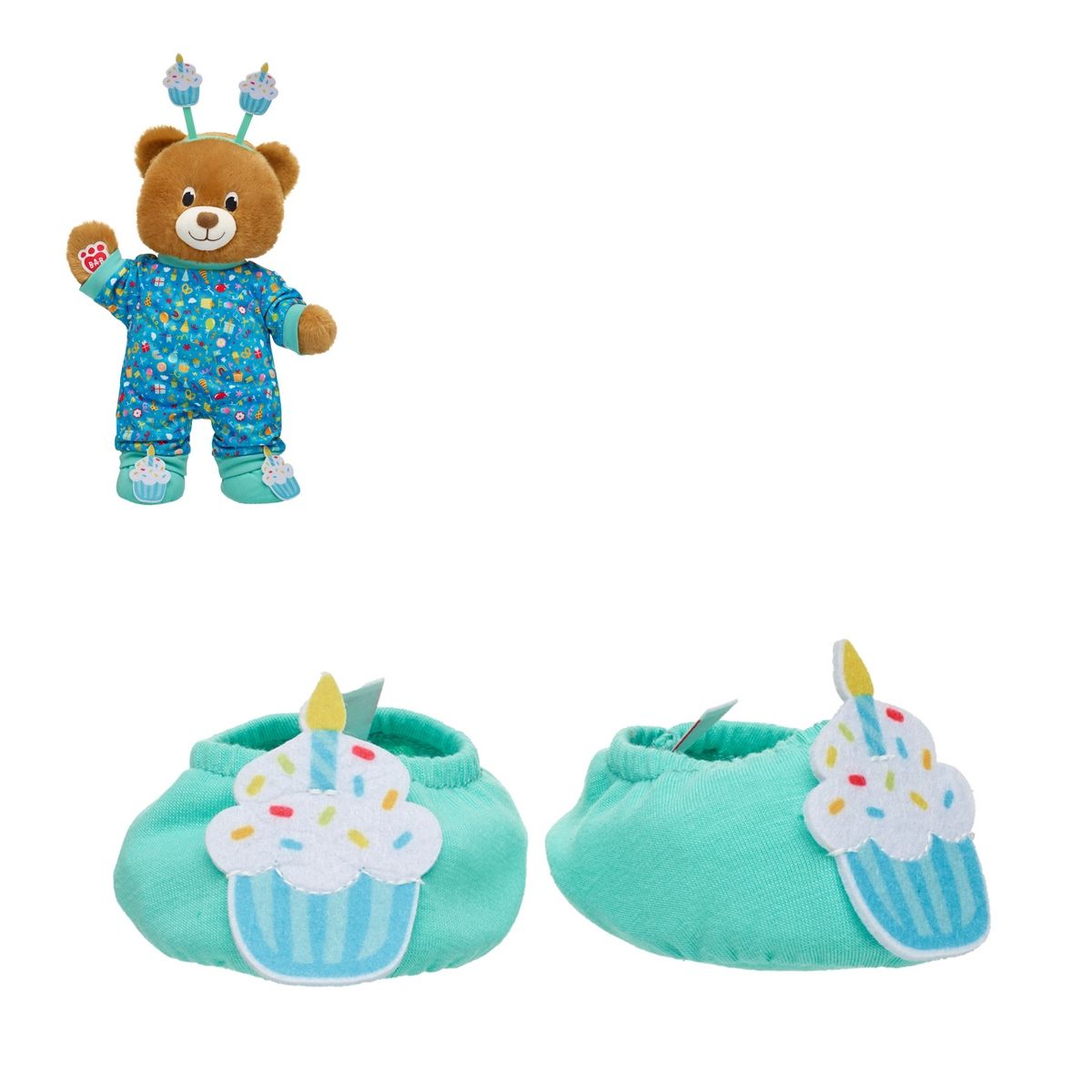 BUILD A BEAR - Pantuflas Build a Bear diseño cupcake colorido