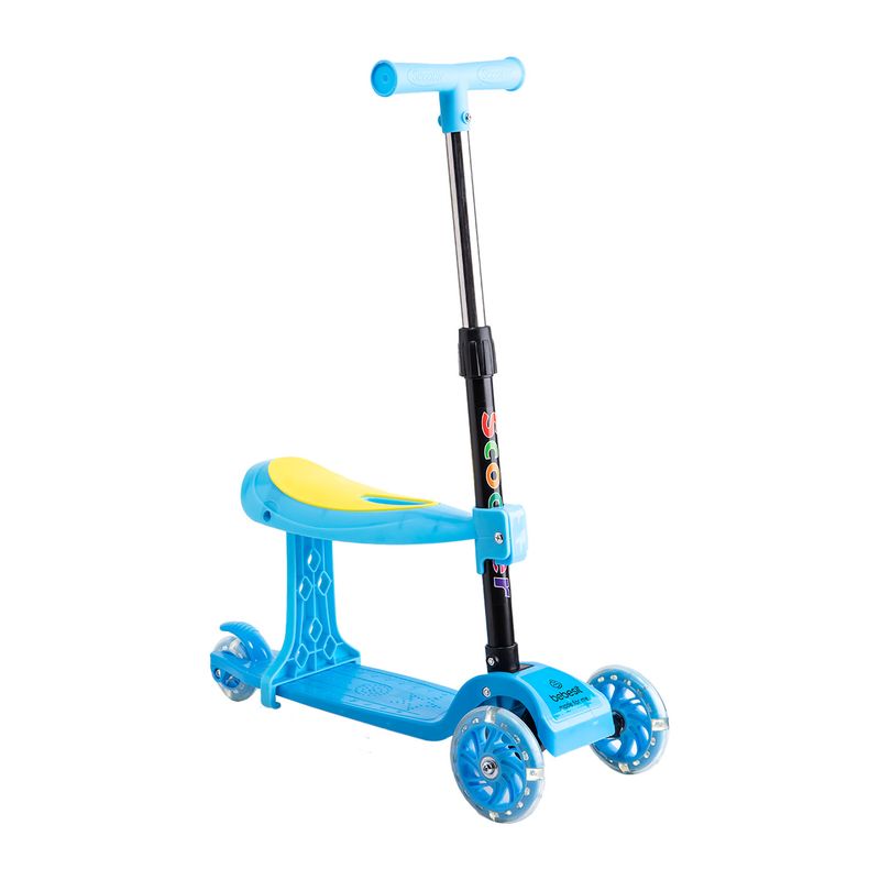 BEBESIT - Scooter Monopatín 2 en 1 con Asiento Niño Plegable XT04 Azul