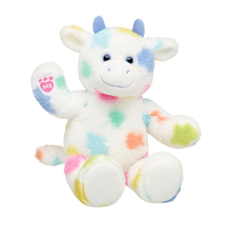 BUILD A BEAR - PELUCHE VACA BLANCA MANCHAS PASTEL BUILD-A-BEAR.-