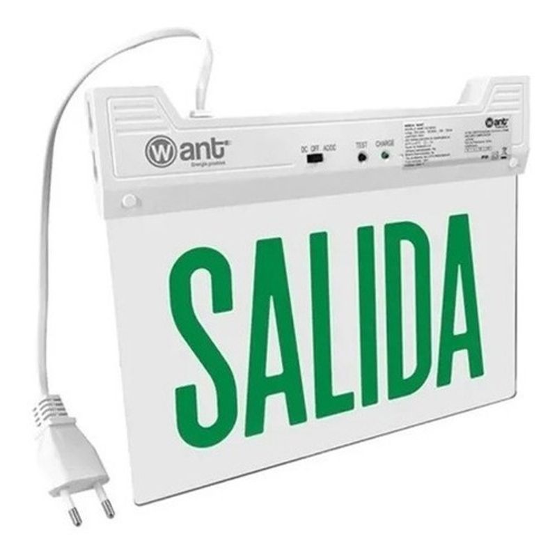 WANT - Luz Led Letrero Señalética Emergencia Salida Sec 0.3w 8.3lm