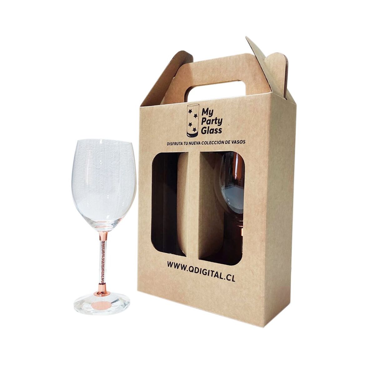 PERFECT CLASS - Set 2 Copas Vino "Glow" 350ml Cobrizada