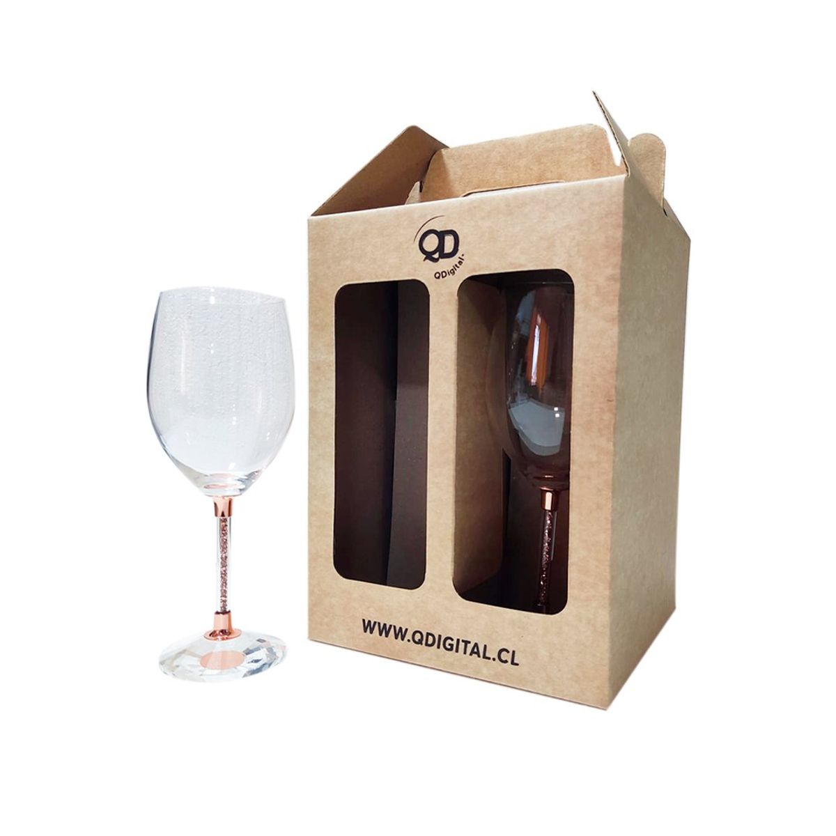 PERFECT CLASS - Set 4 Copas Vino "Glow" 350ml Cobrizada
