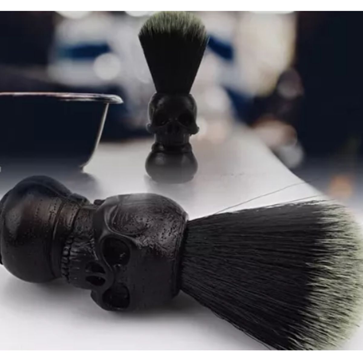 GENERICO - Brocha De Afeitar Barbero Hisopo Pelo Caballo Barbo NEGRO