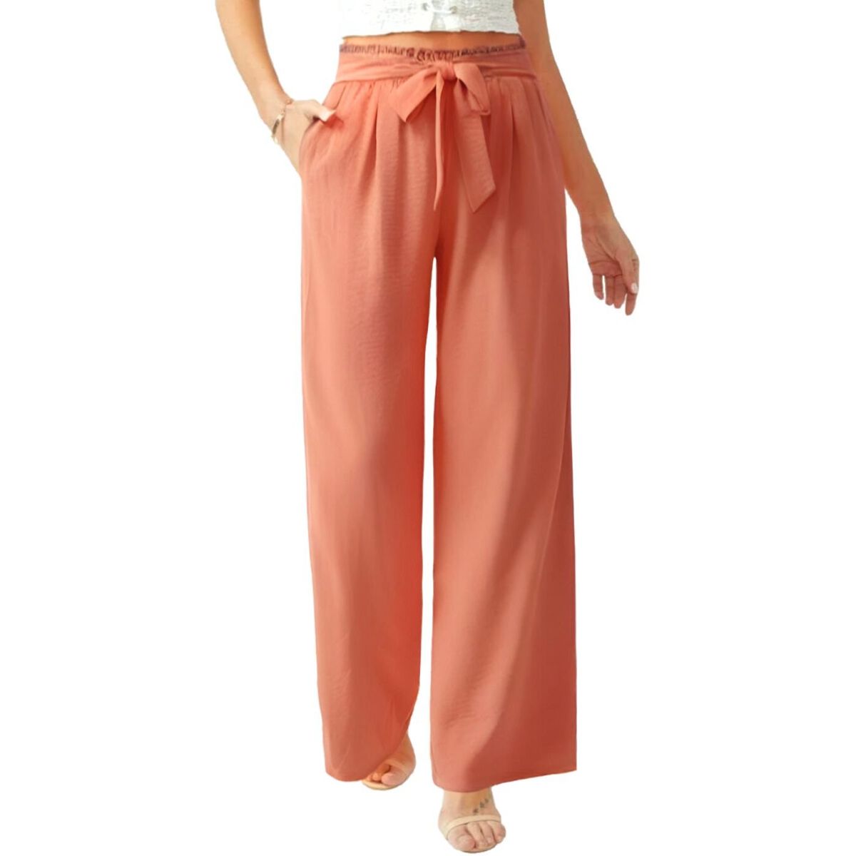 LIKE SHOP - Palazzo Rayón Mujer Algodón Cintura Elasticada Verano 150