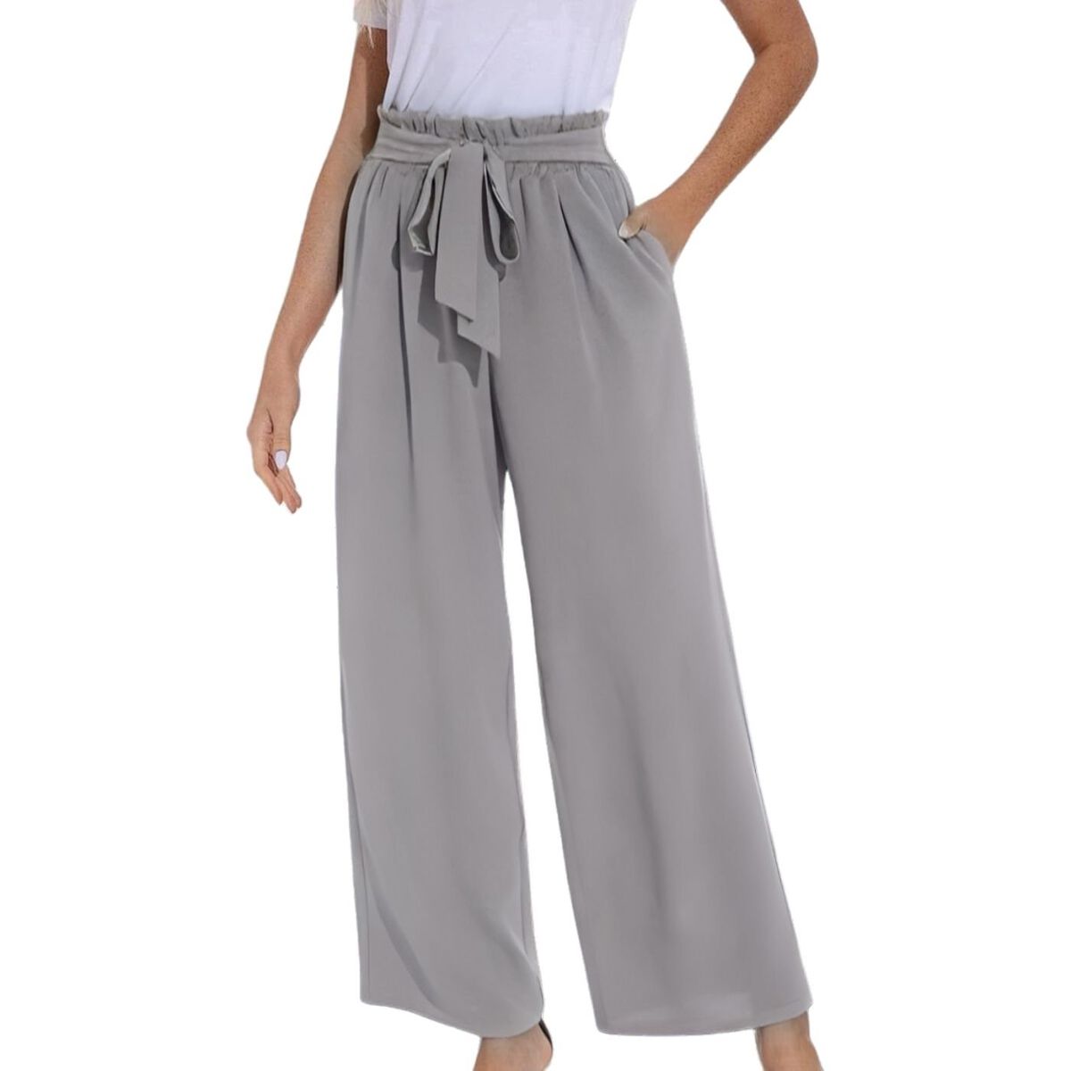 LIKE SHOP - Palazzo Rayón Mujer Algodón Cintura Elasticada Verano 150