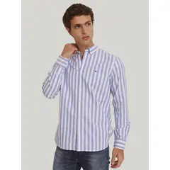 TOMMY HILFIGER - Camisa Oxford De Rayas Slim Fit Blanco