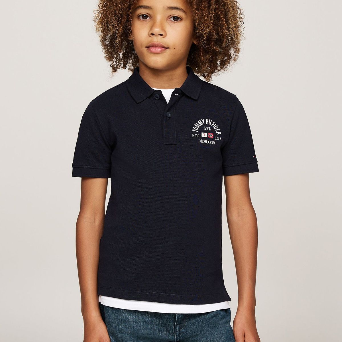 TOMMY HILFIGER - Polo De Niño Logo Flag Regular Fit Azul Tommy Hilfiger