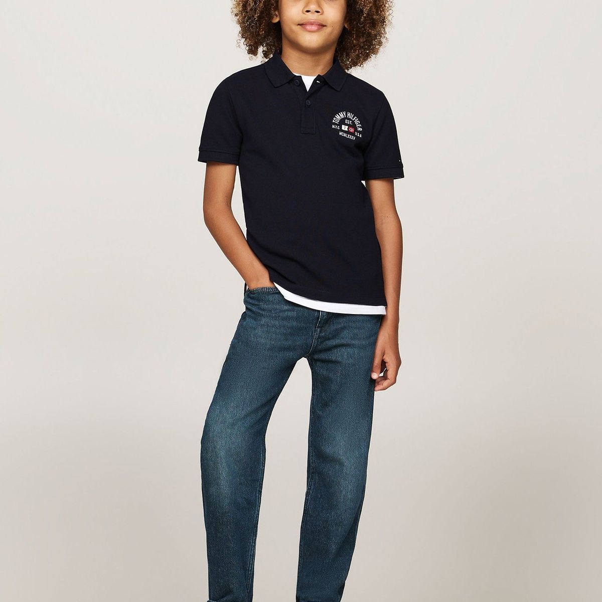 TOMMY HILFIGER - Polo De Niño Logo Flag Regular Fit Azul Tommy Hilfiger