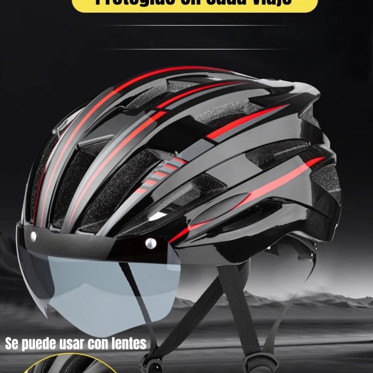 LUBABYCAS - Casco Bicicleta Con Mica Facial Magnética Lubabycas
