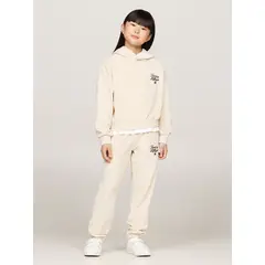 TOMMY HILFIGER - Joggers De Niña Con Logo Script Beige